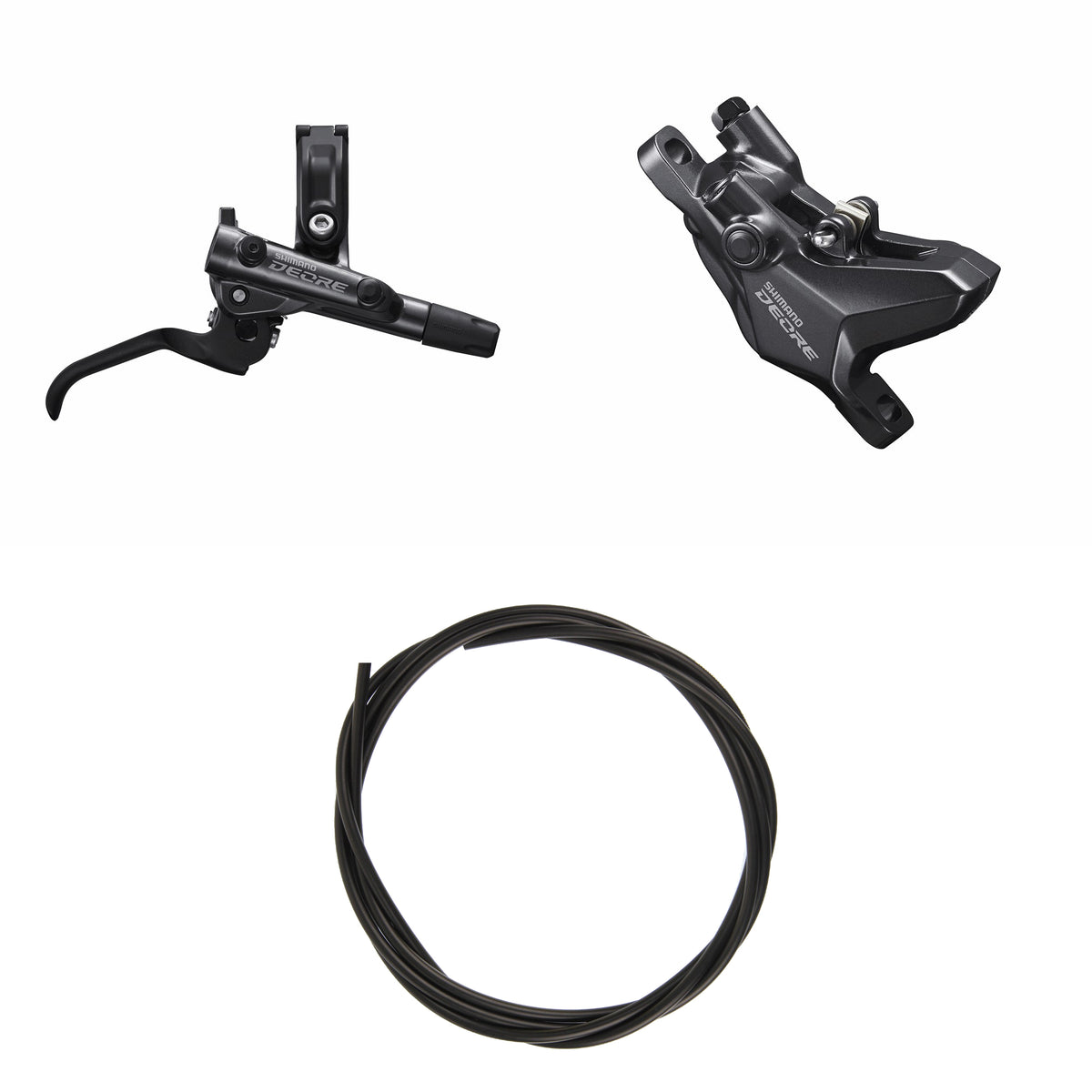 Kit Freno Disco Hidráulico Shimano Deore BR-M6100/BL-M6100 Trasero/Derecho Resina Sin Aletas/Adaptador Latiguillo 1700mm Negro #2
