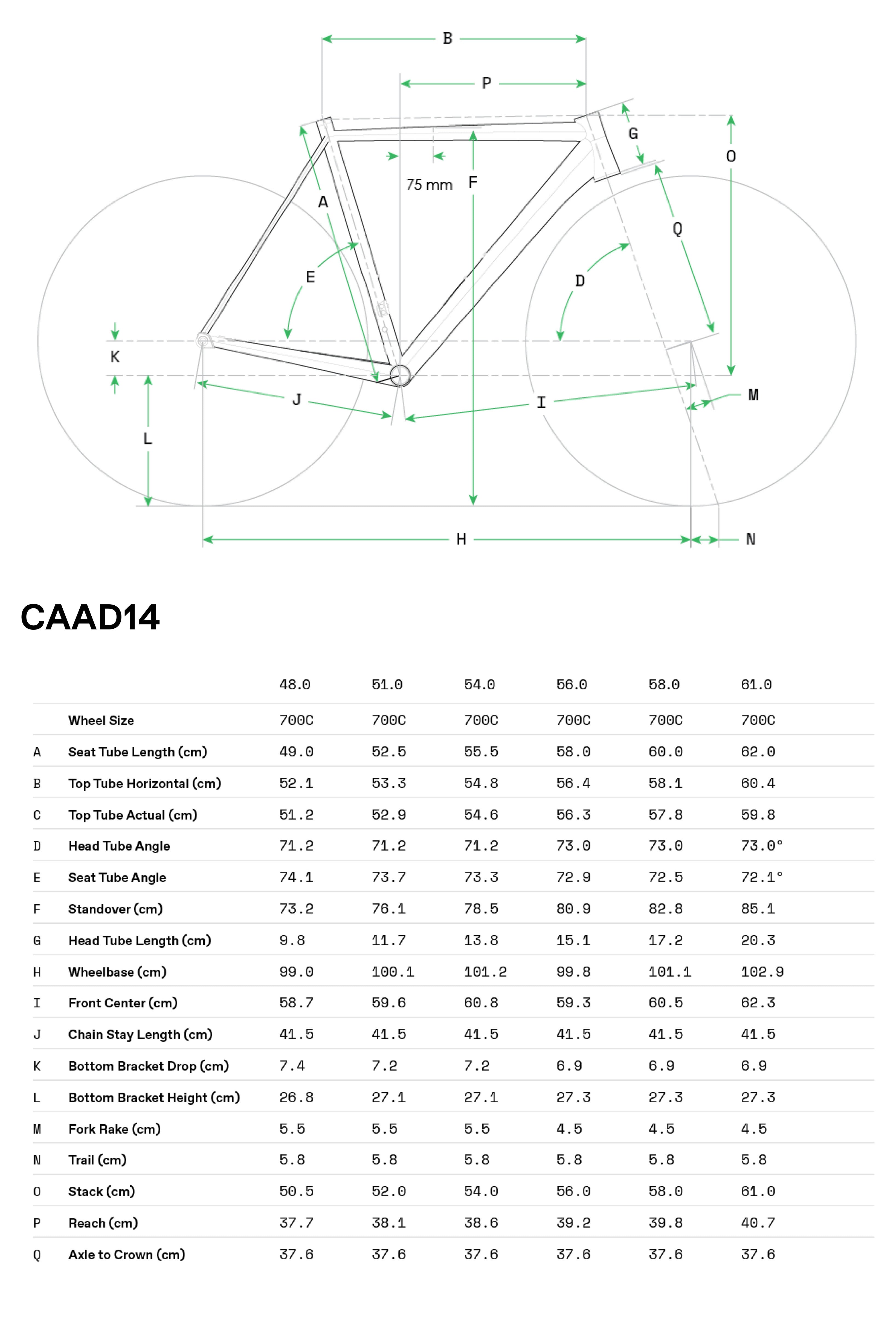 Cannondale CAAD14 1 2026 Gris - GeometrĂa