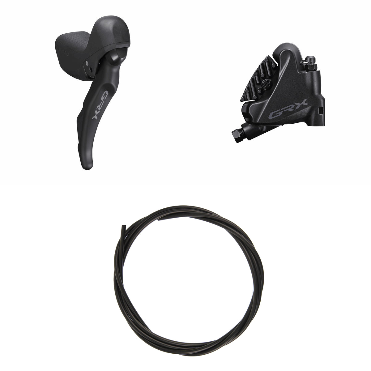 Kit Freno Disco Hidráulico Shimano GRX BR-RX400/ST-RX600 Trasero/Derecho Resina Aletas Sin Adaptador Latiguillo 1700mm Negro #2