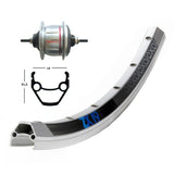 Rueda Trasera Winora Exal ZX19 Shimano SG-8R31 135mm V-Brake Plata Mate