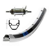 Rueda Trasera Winora Exal ZX19 Buje Dinamo Shimano DH3N80 Cierre Rápido 109mm Negro/Plata